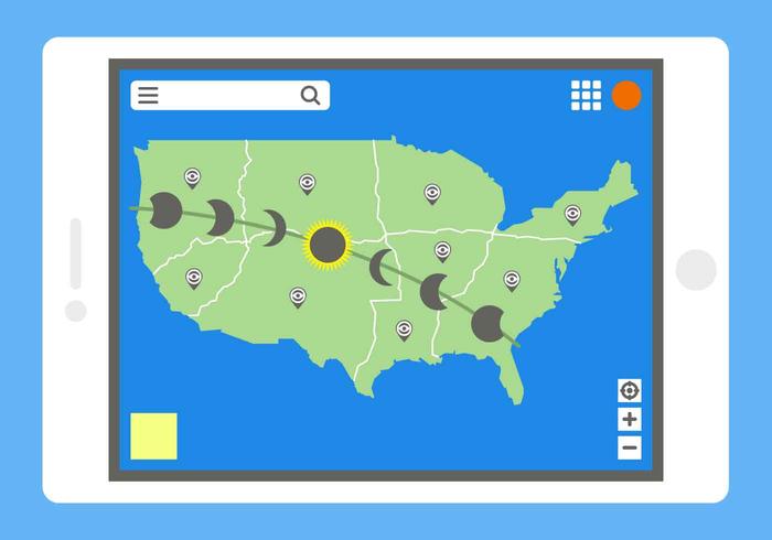 Mapa del mapa de la trayectoria del eclipse solar de los EEUU vector