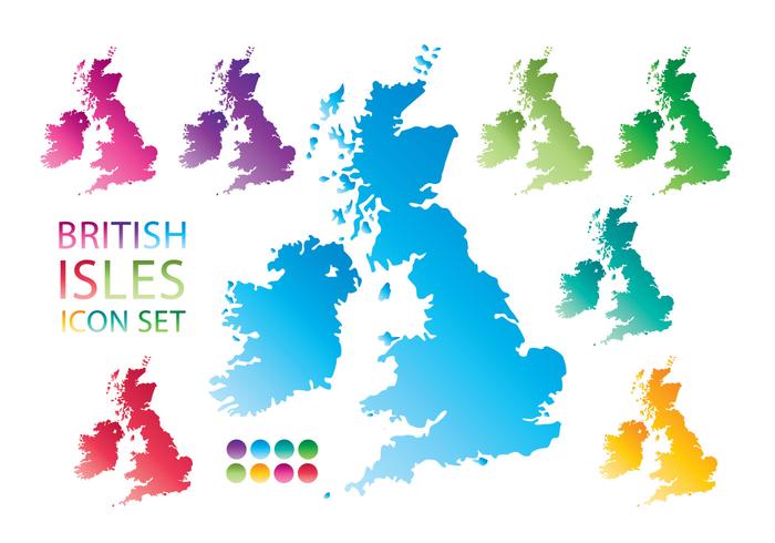 Colorful British Isles and Republic of Ireland Map Icon vector