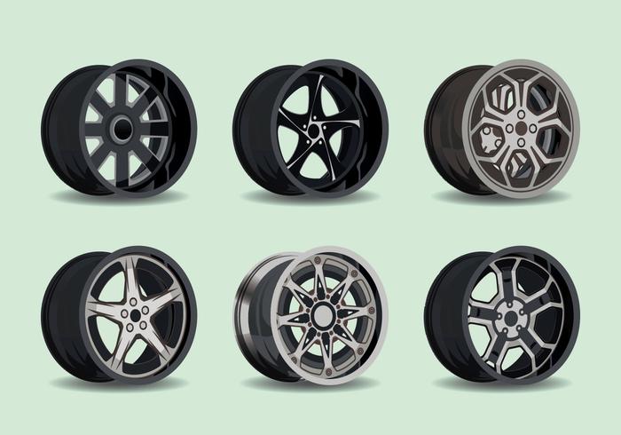 Metal Hubcap Collection Vector Illustration