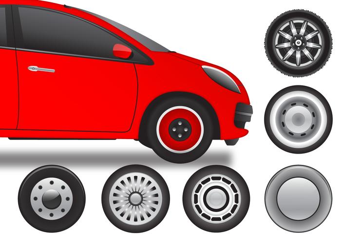 Variety of retro hubcap wheel vectors 