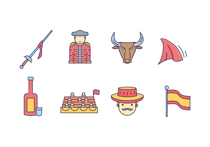 Bull Fighter Icons vector