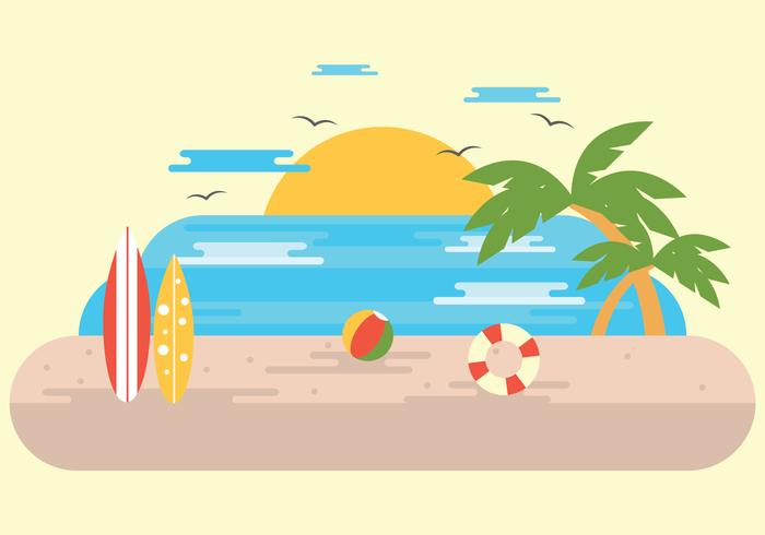 Sunset Summer Surfing Vector