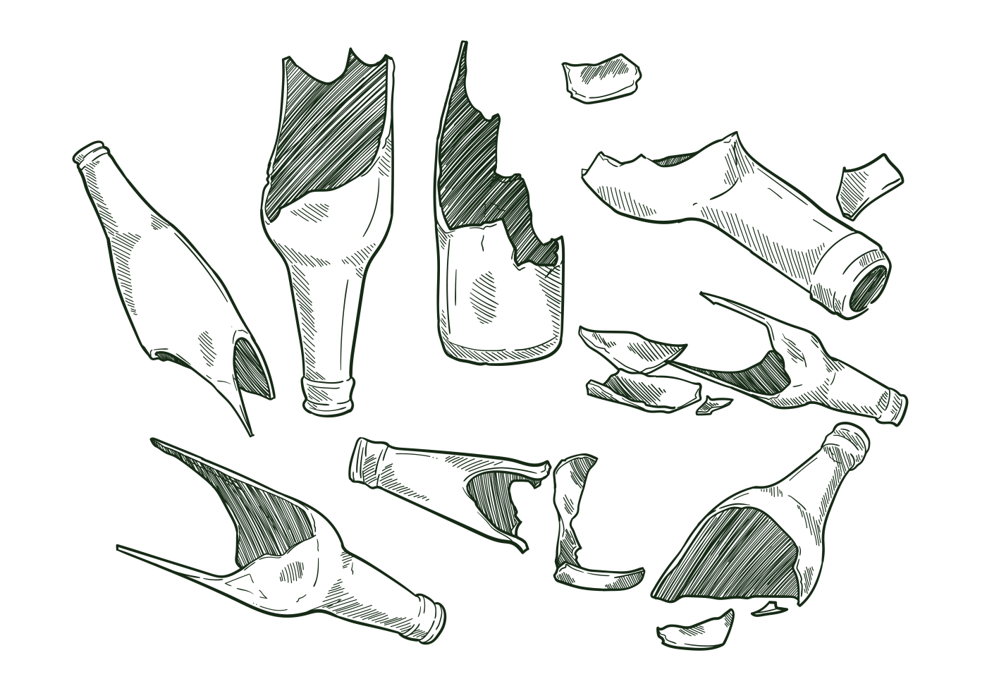 Hand Drawn Broken Bottle 157294 Vector Art at Vecteezy