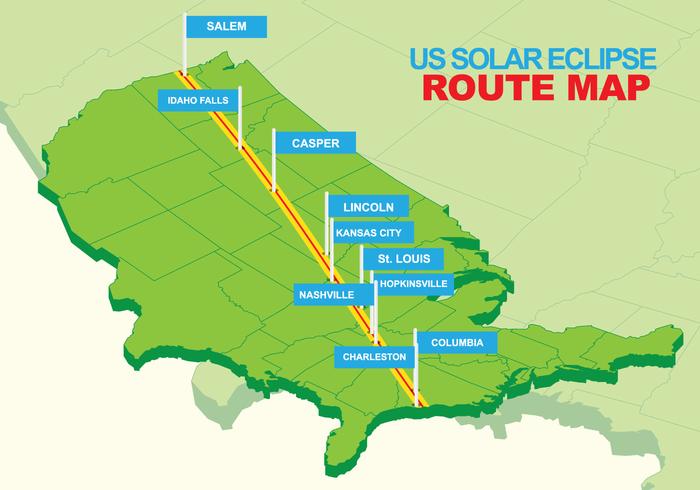 USA Total Solar Eclipse Icons vector