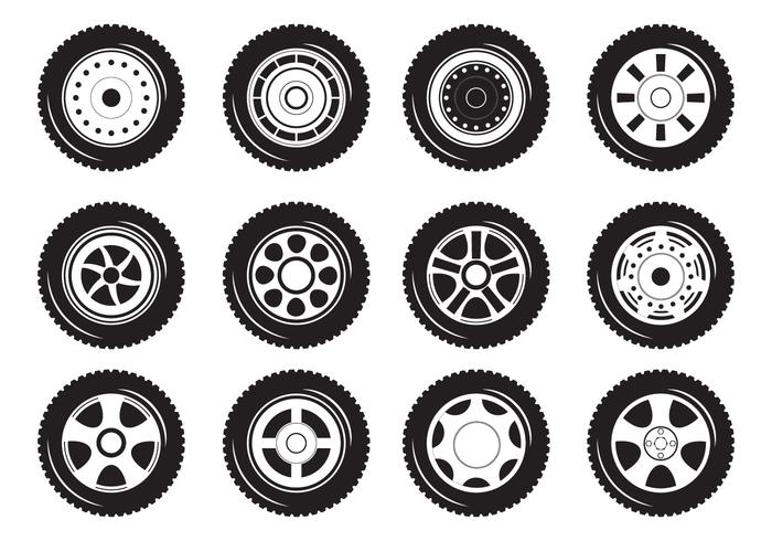 Hubcaps silhouette vectors 