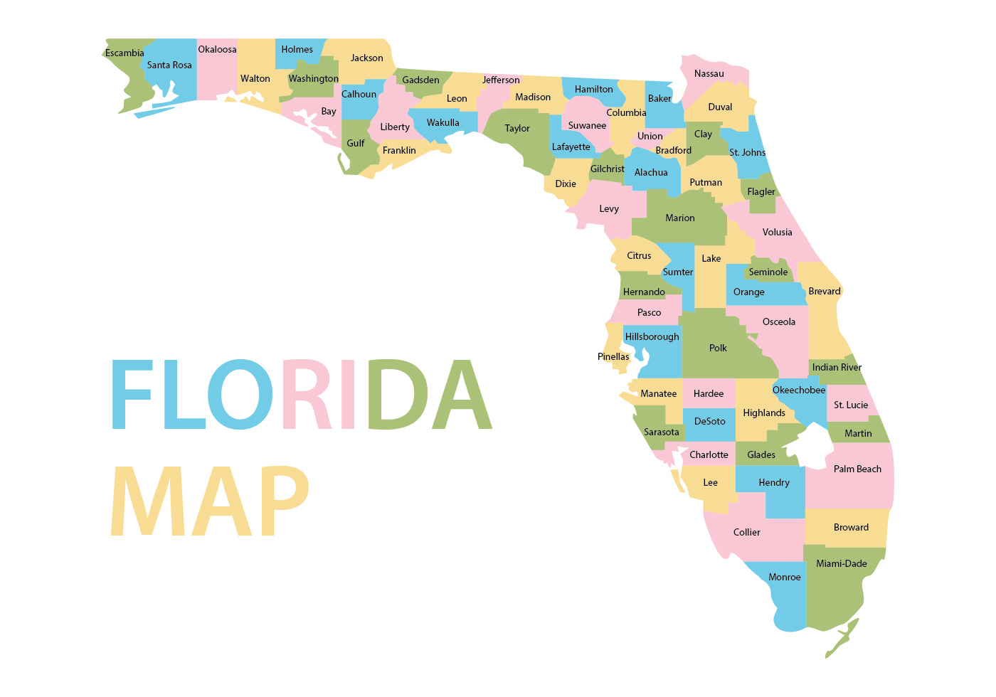 todo lo mejor Específico Robar a Vector colorido del mapa de la Florida 157366 Vector en Vecteezy