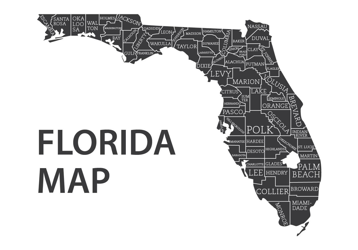 Florida Map with Counties Vector 157367 Vector Art at Vecteezy