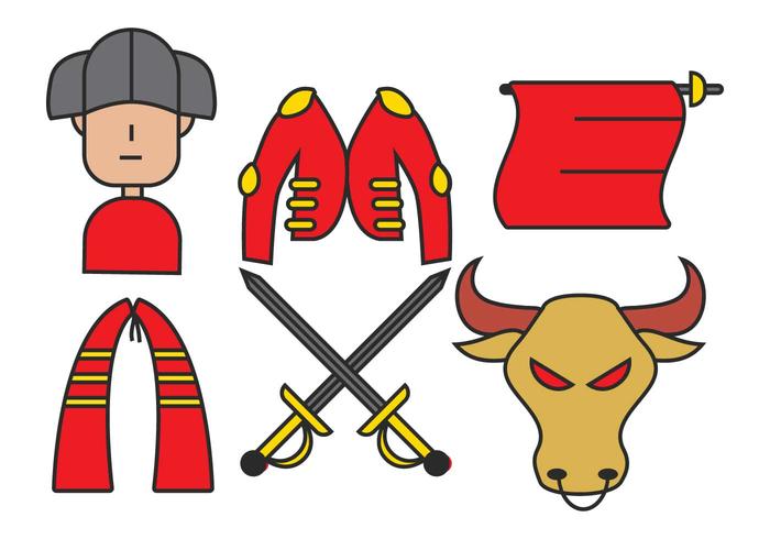 Bull fighter vector set