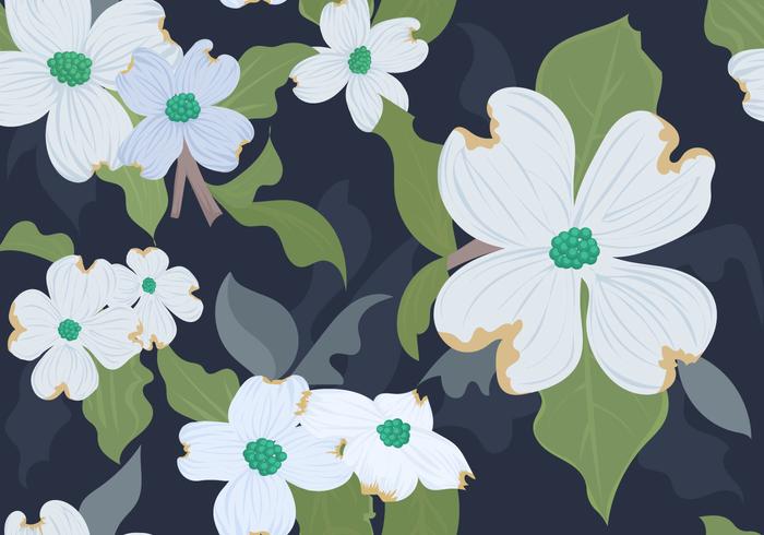 White Dogwood Floral Seamless Pattern vector