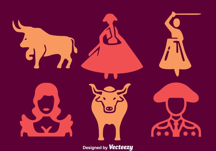 Bull Fighter Element Icons Vector