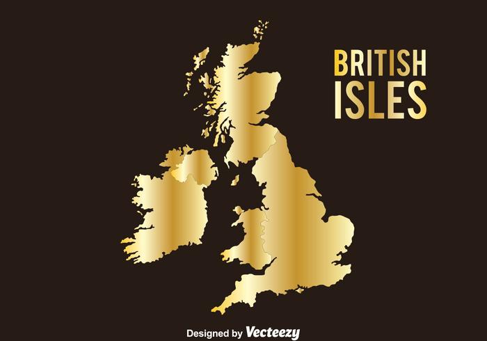 Golden British and Irish Isles Vector