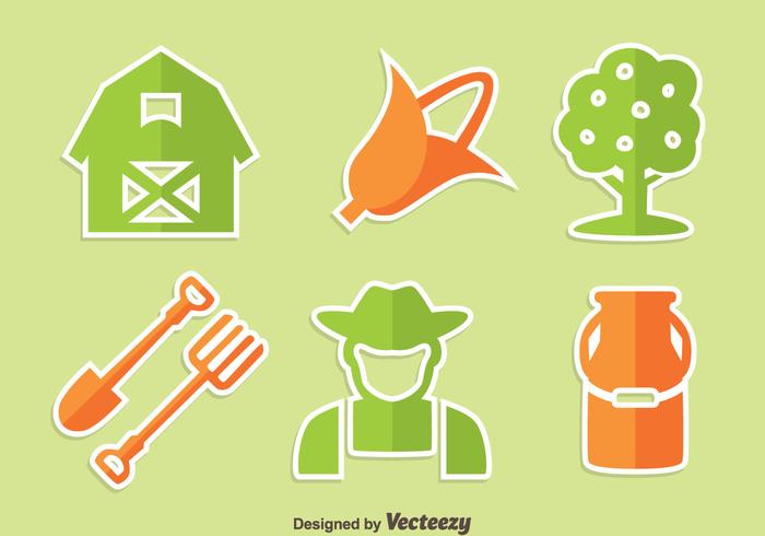 Green And Orange Peasant Icons Vector