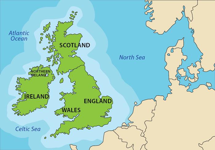 Mapa de Islas Británicas vector