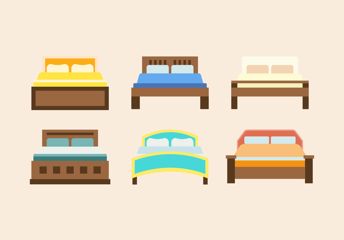 Double Beds Furniture Vector