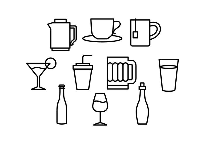 Línea Libre De Bebidas Vector Icono