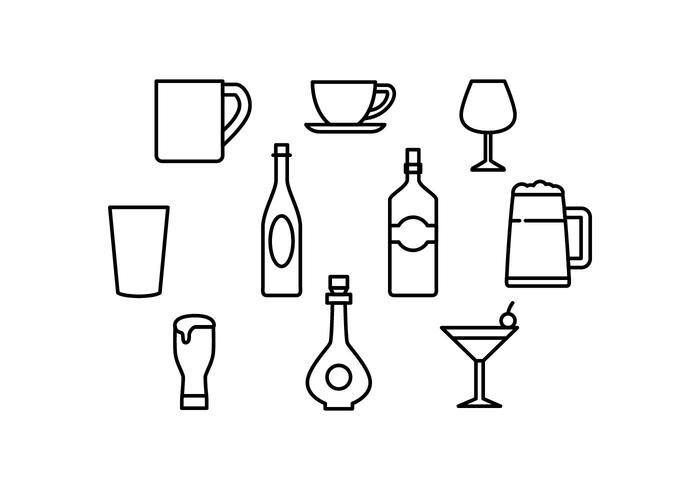 Línea Libre De Bebidas Vector Icono