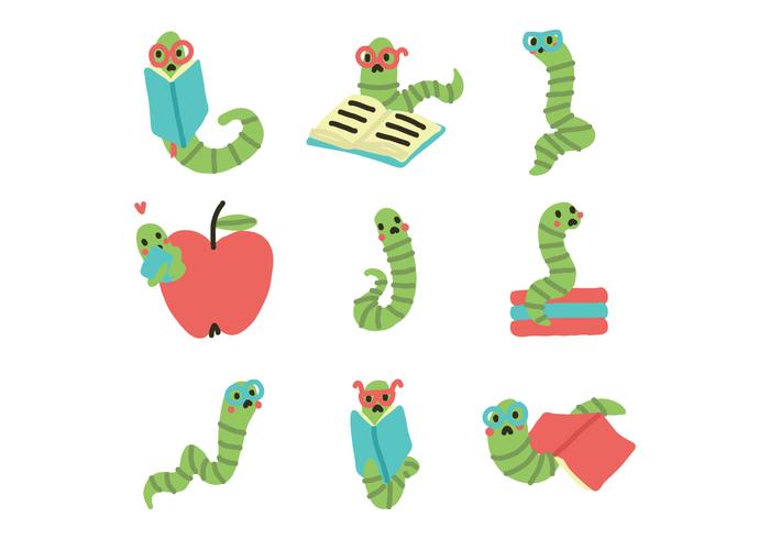 Cute Bookworms Enjoying Reading Vectors 