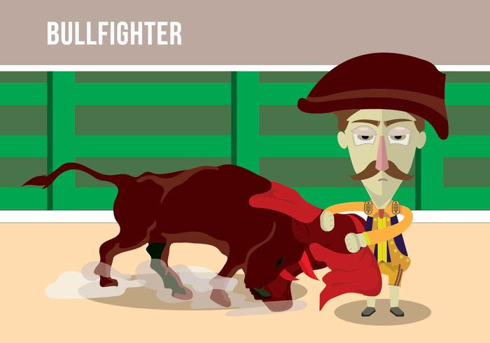 Bull fighter cartoon illustration vector