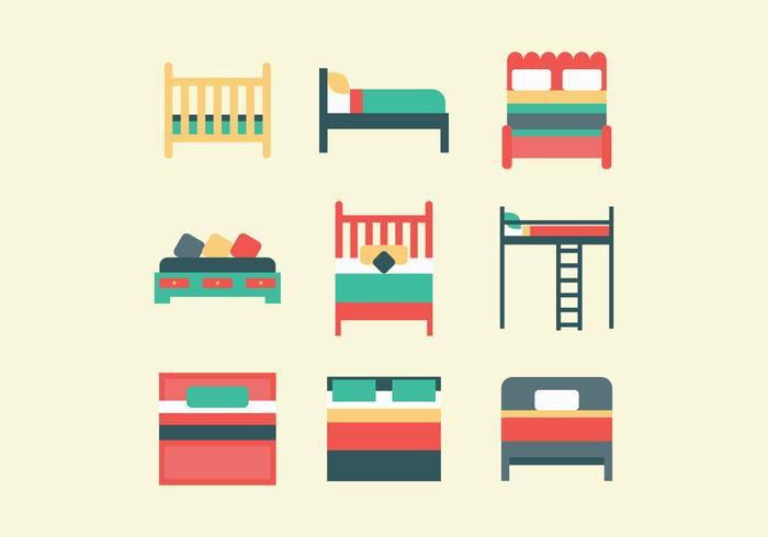Colorful Set Of Beds vector