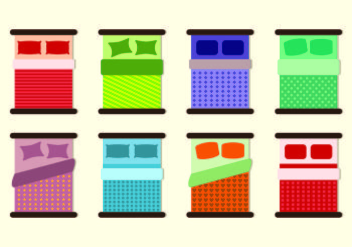 Set Of Bedding Icons vector