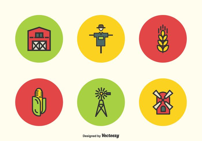 Flat Line Farming Vector Icons