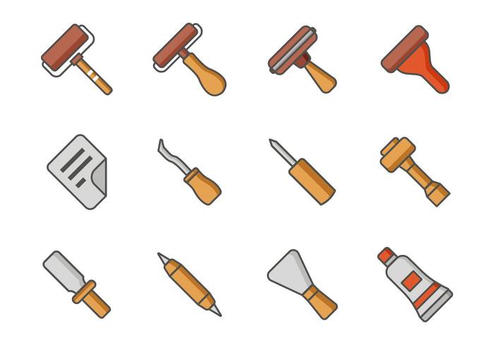 Free Lithograph Tools Icons Vector