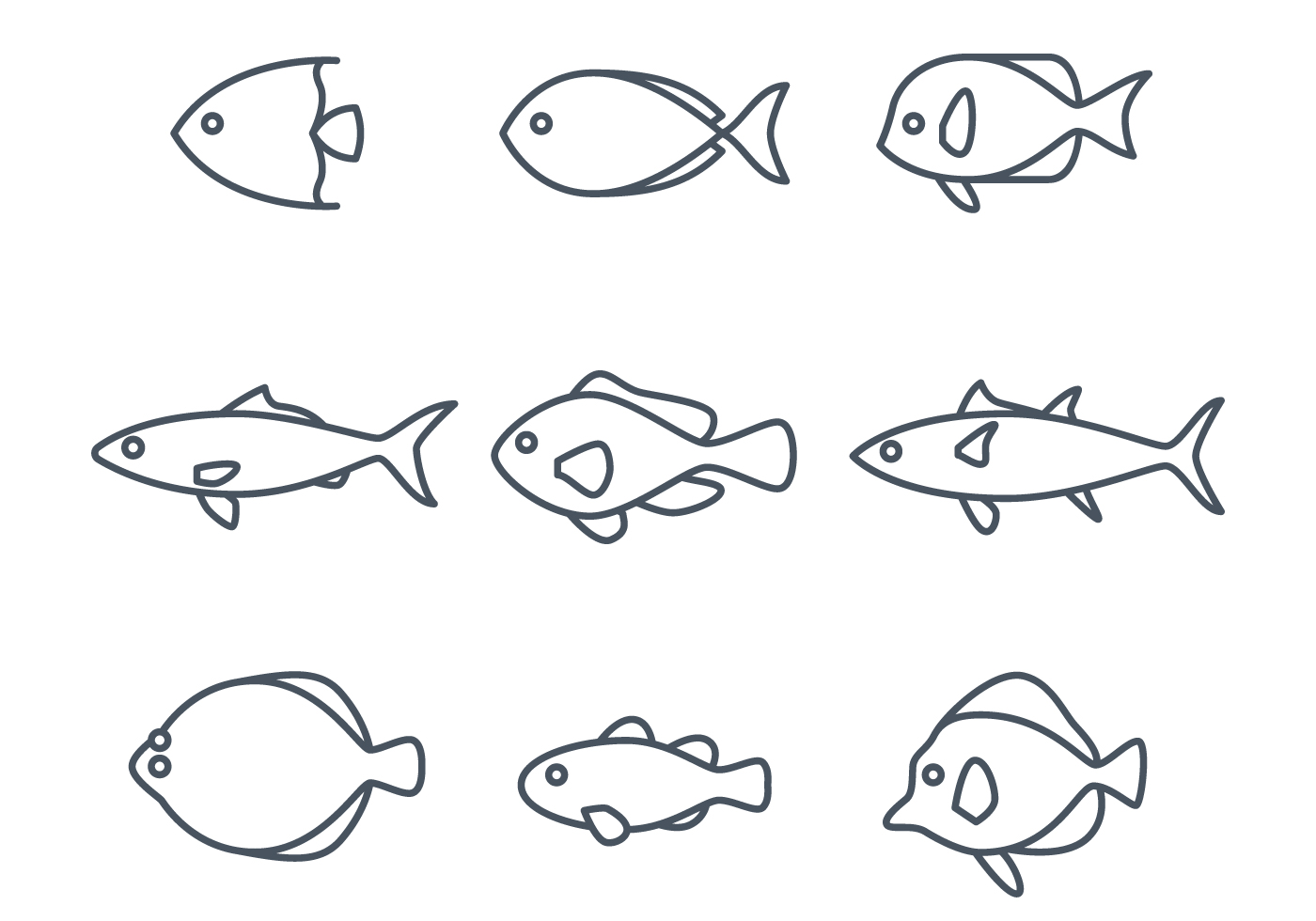 Download Linear Fish Icons - Download Free Vectors, Clipart Graphics & Vector Art