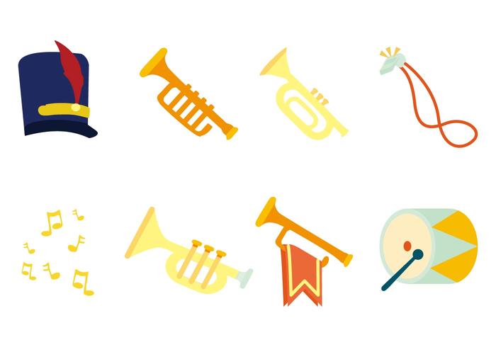 Free Marching Band Instrument Icons Vector