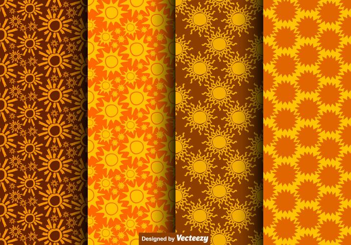 Vector Seamless Hand Drawn Sun Icon Patterns