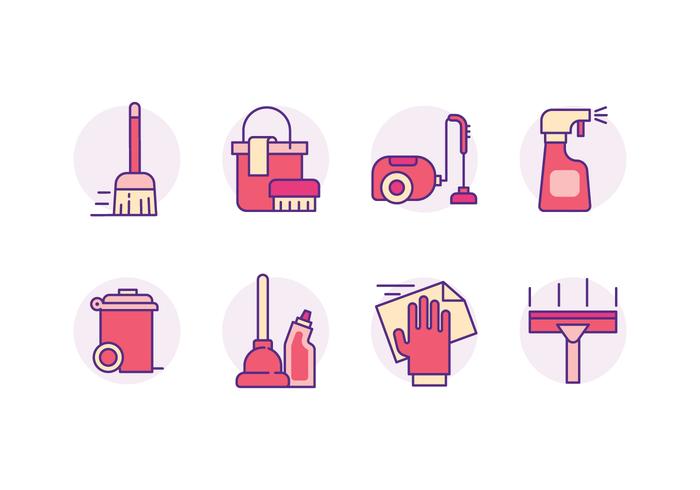 Cleaning Tools Icons vector