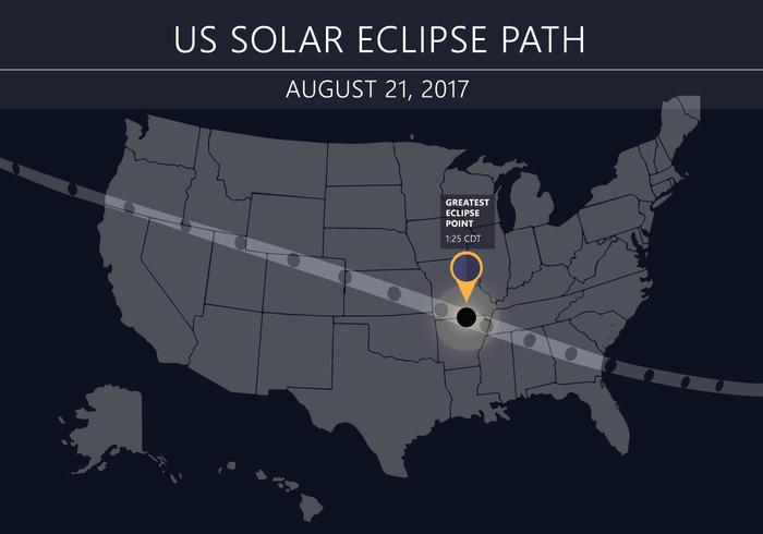 US Solar Eclipse Path Map Vector