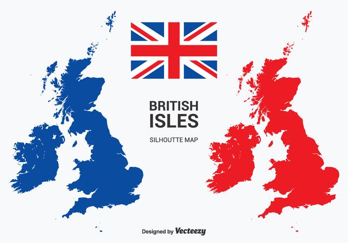 British Isles and Republic of Ireland Vector Silhouette Map