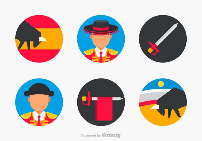 Flat Bull Fighter Vector Icons