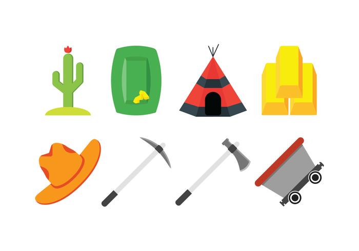 Gold rush vector icons set