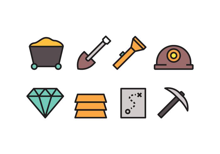 Iconos de minería vector