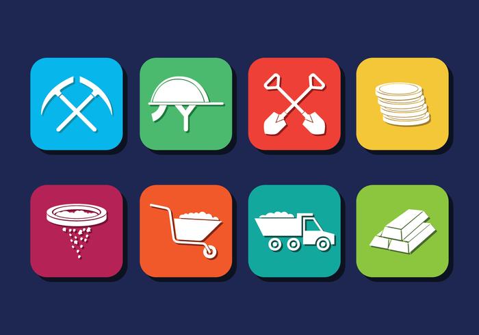 Gold Rush Icons Set vector