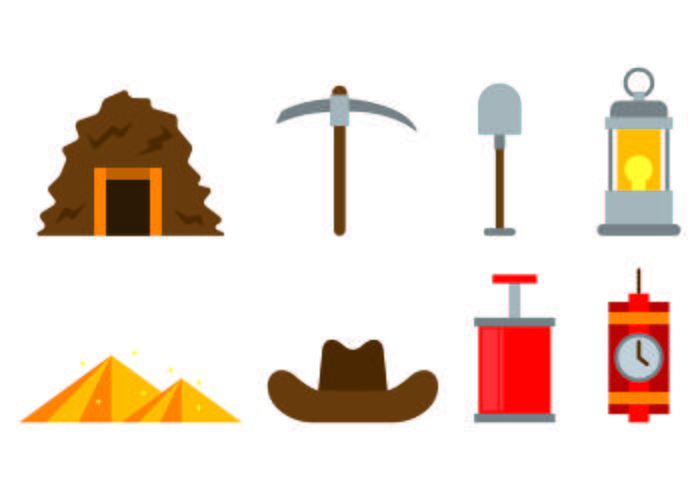 Set Of Gold Rush Icons vector