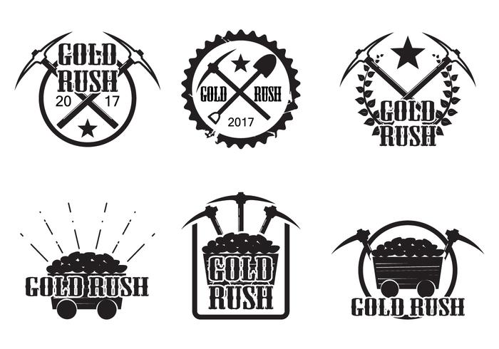 Set of vintage gold rush vectors 