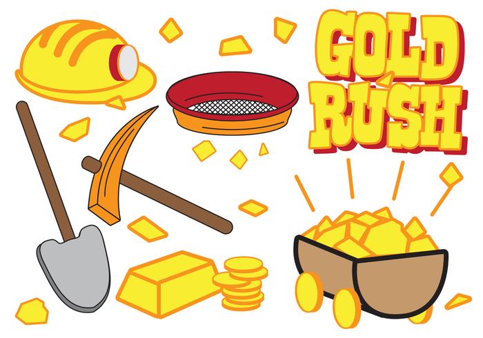 Icono de Rush de oro conjunto vector