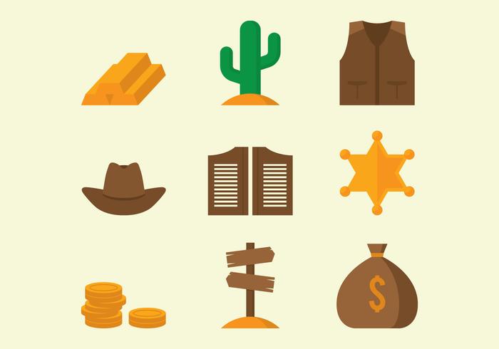 Iconos del oeste salvaje vector