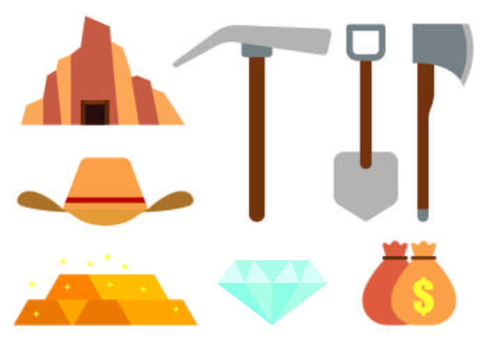 Set Of Gold Rush Icons vector