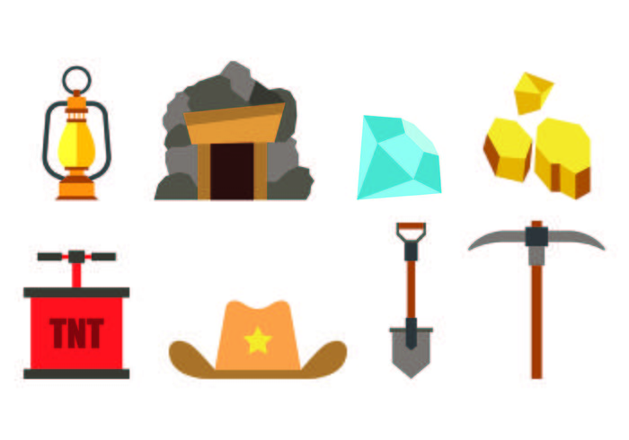 Set Of Gold Rush Icons vector