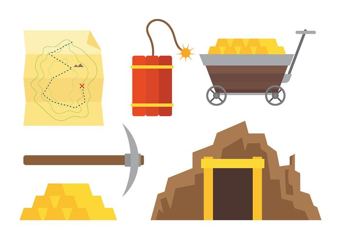 Iconos del vector de la fiebre del oro