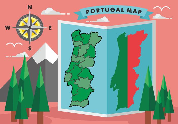 Portugal mapa ilustración vectorial vector