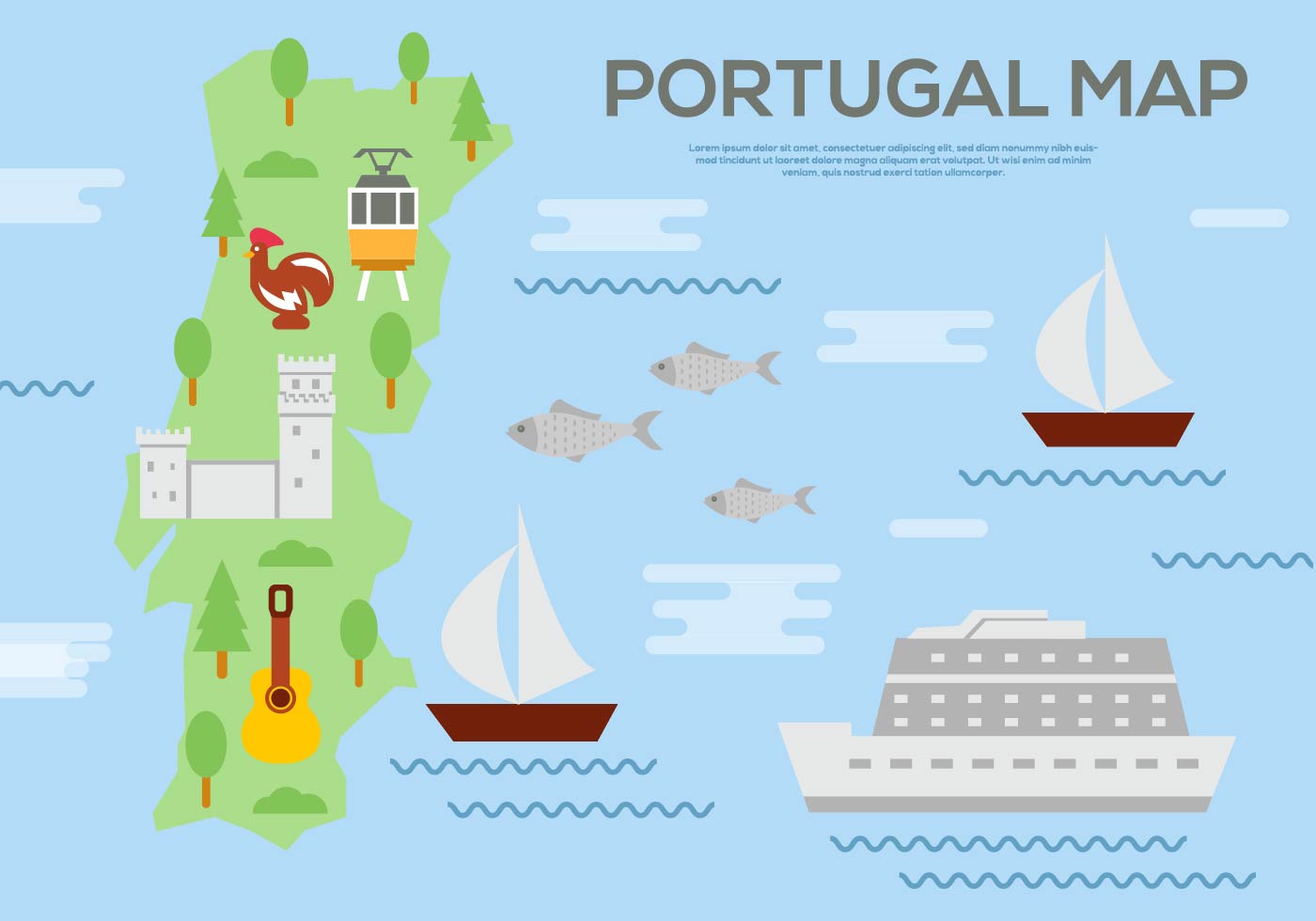 Map of Portugal. Simple outline map vector illustration 8726749 Vector Art  at Vecteezy