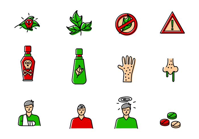 Set Of Poison Ivy Icons vector