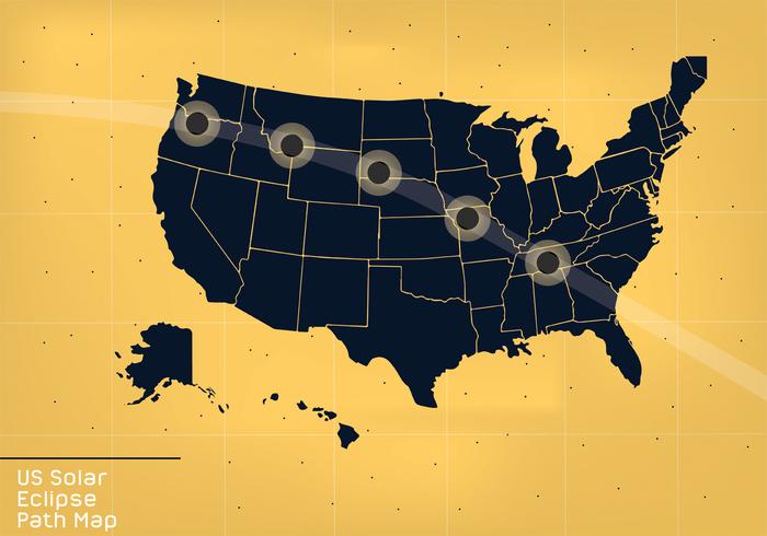 US Solar Eclipse Path Map Vector