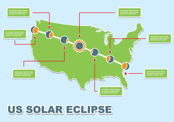 USA Total Solar Eclipse Icons vector