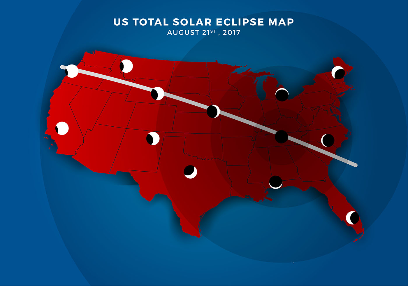 US Total Solar Eclipse Path Map Free Vector 157957 Vector Art at Vecteezy