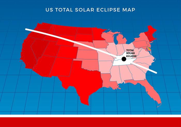 Mapa total del eclipse solar de los EEUU vector